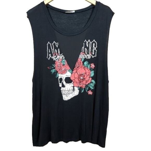 Persaya rock festival skull and Roses graphic top woman's size 1X - Picture 1 of 6